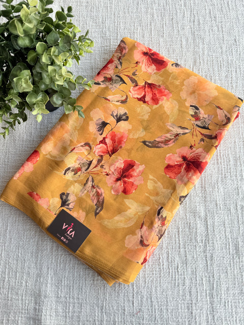 Floral printed georgette saree