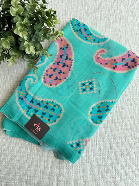 Floral printed georgette saree