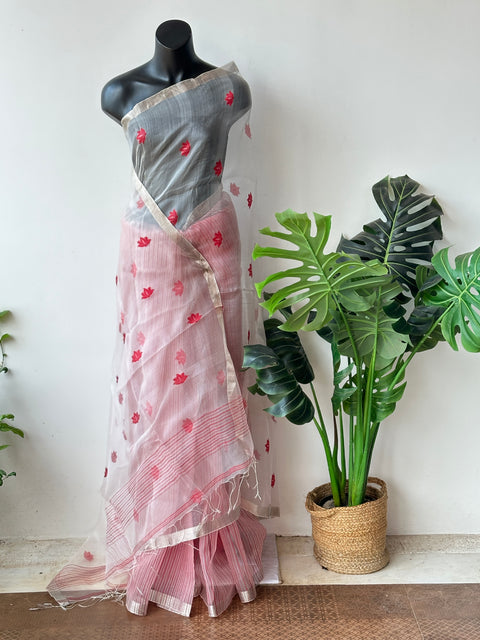 Jamdhani weaving organza saree