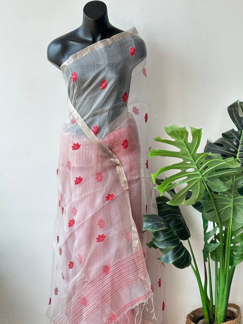 Jamdhani weaving organza saree
