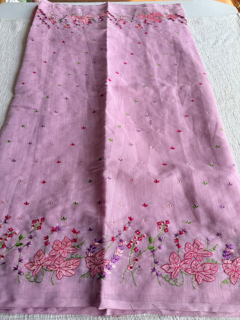 Kana machine emb linen cotton saree