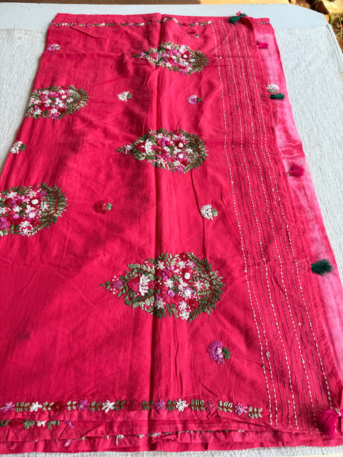 Hand emb mul cotton shibori saree