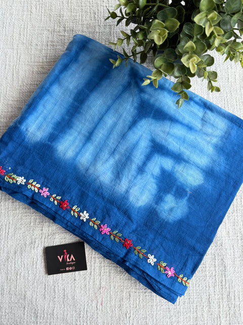Hand emb mul cotton shibori saree