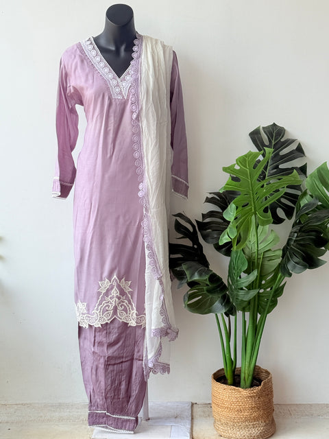 V neck plain muslin kurta pant set