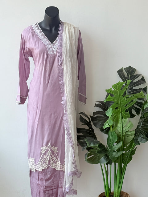 V neck plain muslin kurta pant set