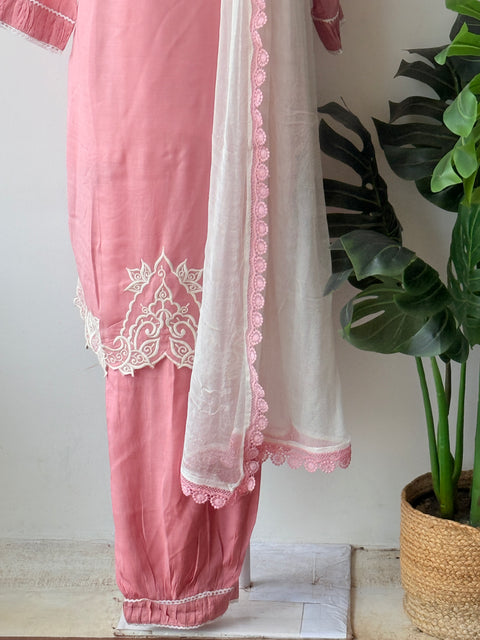 V neck plain muslin kurta pant set