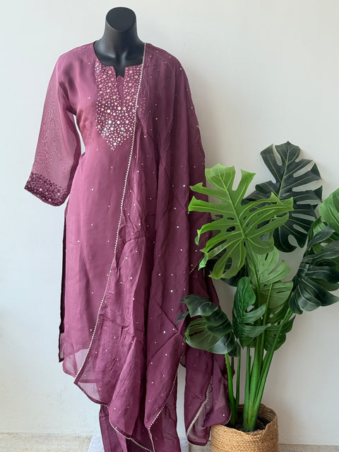 Size 42 - Purple organza kurta suit set