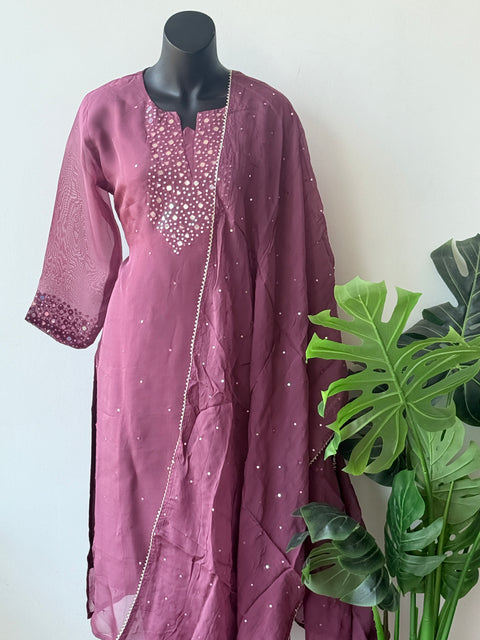 Size 42 - Purple organza kurta suit set