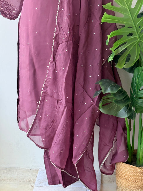 Size 42 - Purple organza kurta suit set