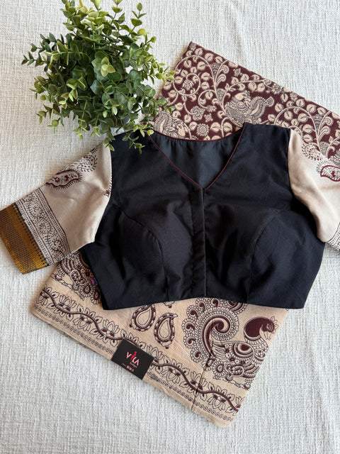 Cotton saree with Ready blouse - size 36