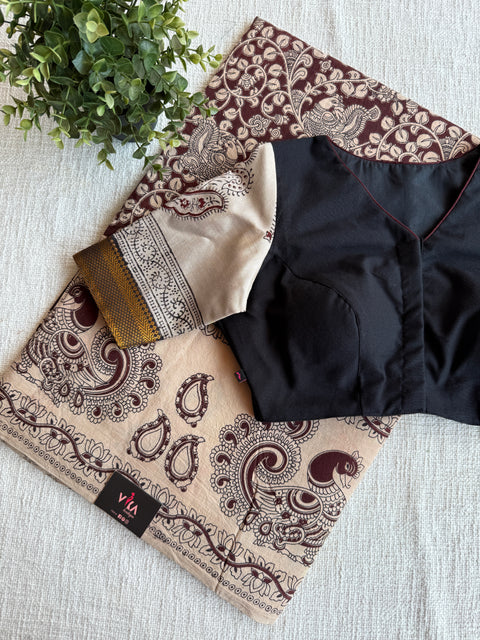 Cotton saree with Ready blouse - size 36