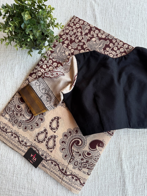 Cotton saree with Ready blouse - size 36