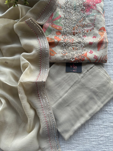 Partywear organza Tissue silk salwar material
