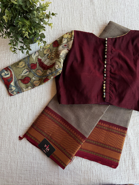 Cotton saree with Ready blouse - size 36