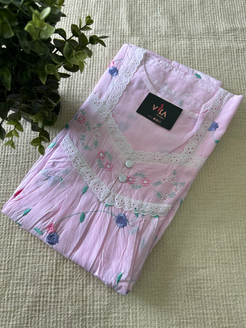 L and XL size emb celebrity cotton nighty - pink