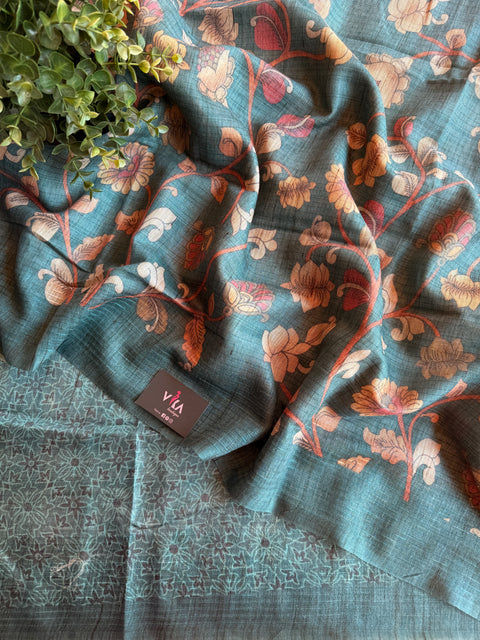 Printed art silk saree with blouse