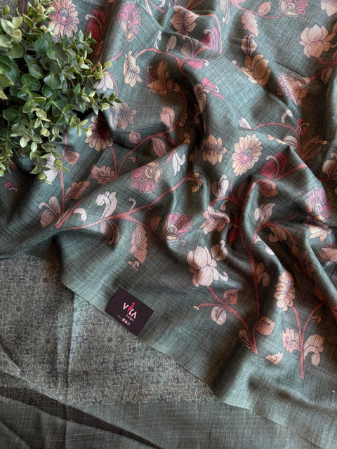 Printed art silk saree with blouse