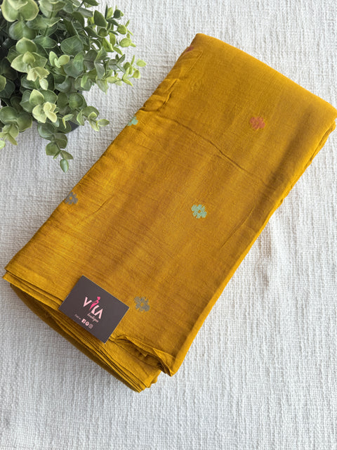 Musturd multi flower pure Jamdhani fabric