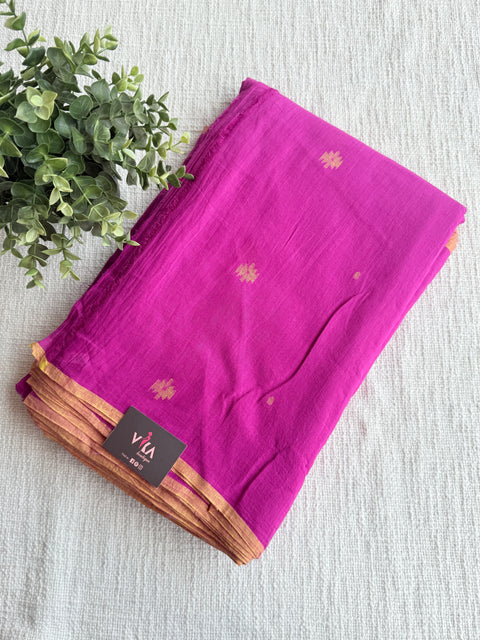 Pink yellow bhutti pure Jamdhani fabric
