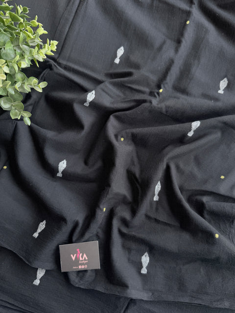 Black Fish pure Jamdhani fabric