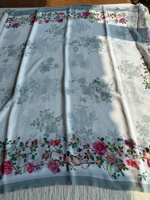 Floral printed georgette saree