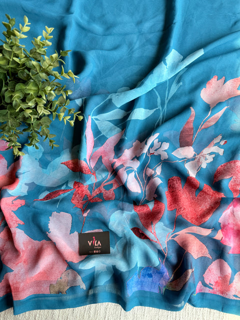 Floral printed georgette saree