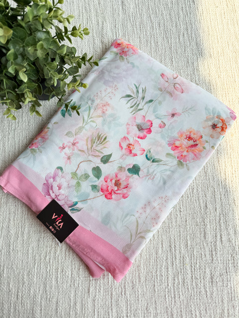 Floral printed georgette saree