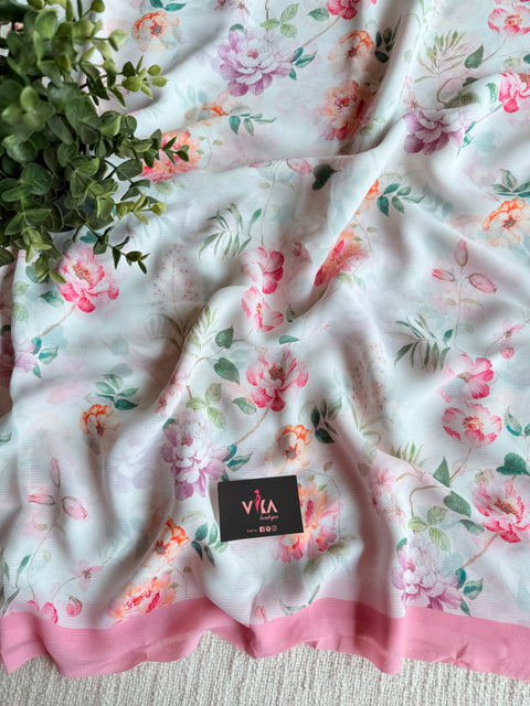 Floral printed georgette saree