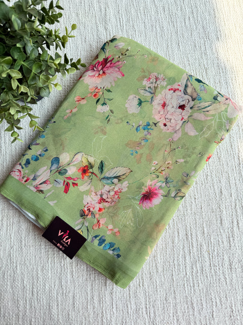 Floral printed georgette saree