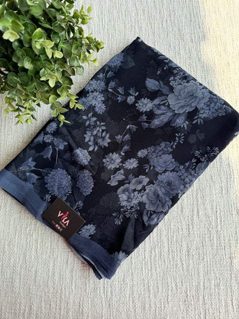 Floral printed georgette saree