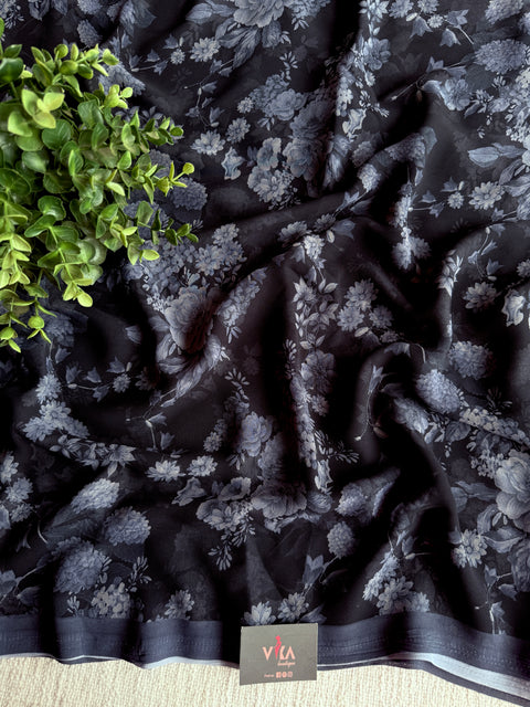 Floral printed georgette saree