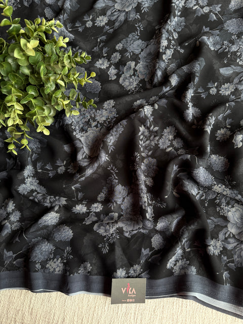 Floral printed georgette saree