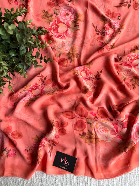 Floral printed georgette saree