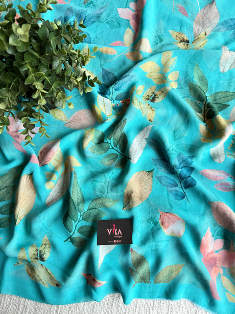 Floral printed georgette saree