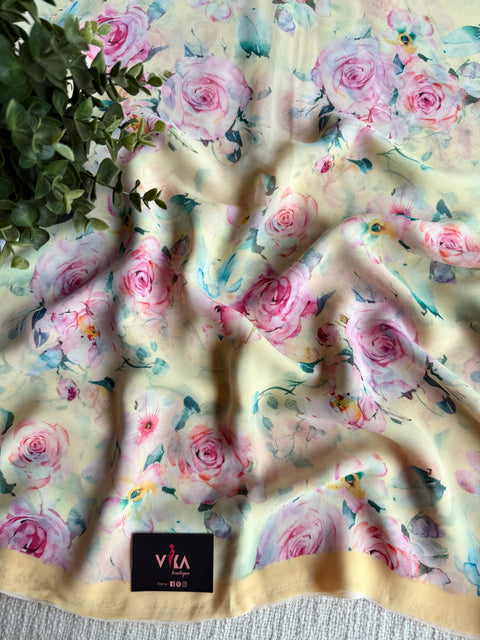 Floral printed georgette saree