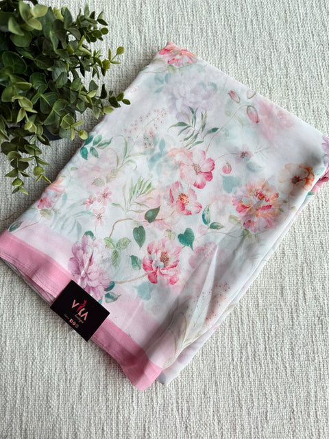 Floral printed georgette saree