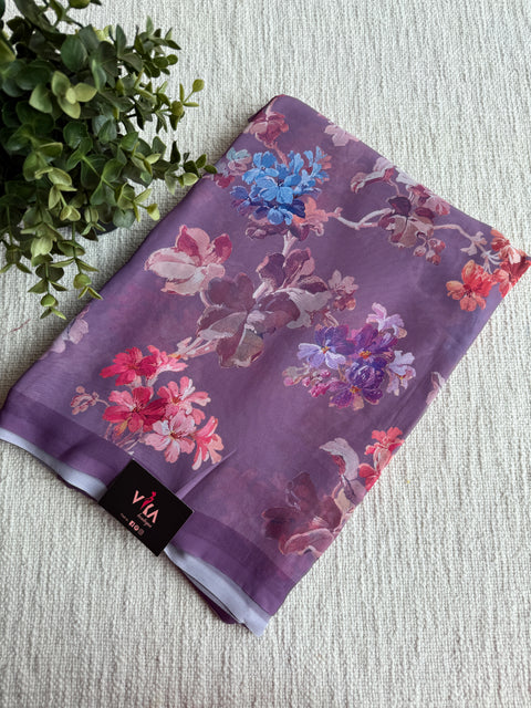 Floral printed georgette saree
