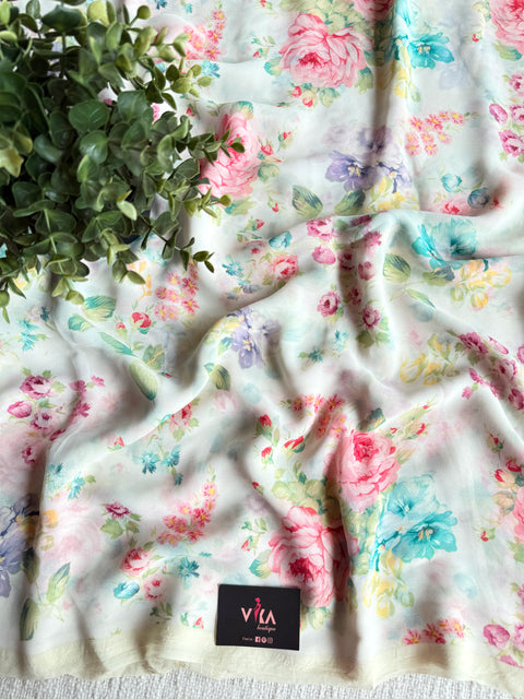 Floral printed georgette saree