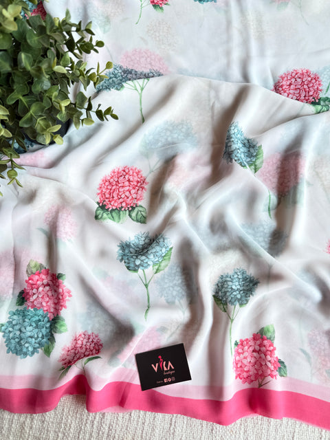 Floral printed georgette saree