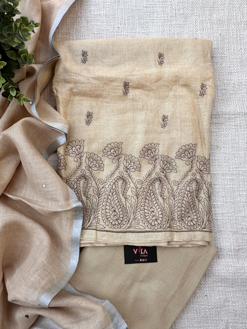 Emb cotton linen salwar material