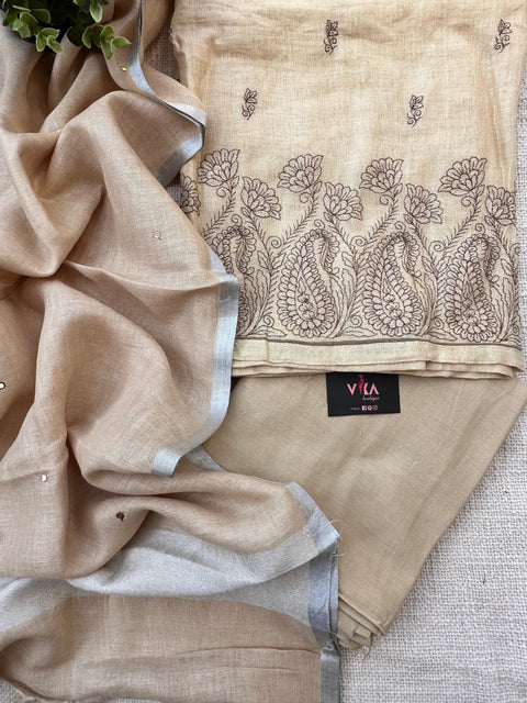 Emb cotton linen salwar material