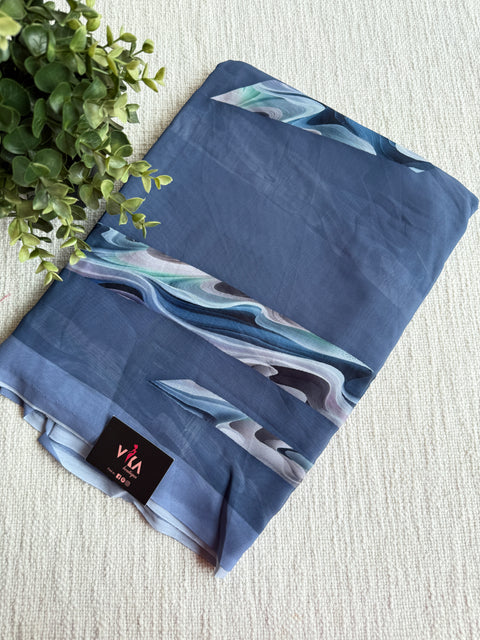 Floral printed georgette saree