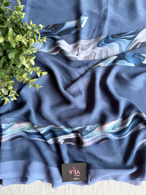 Floral printed georgette saree