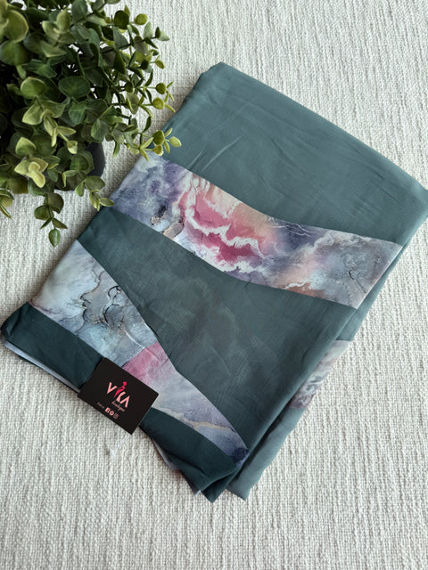 Floral printed georgette saree