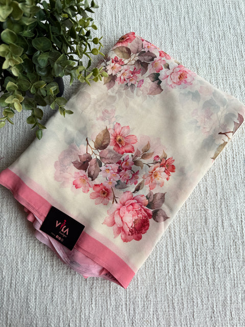 Floral printed georgette saree