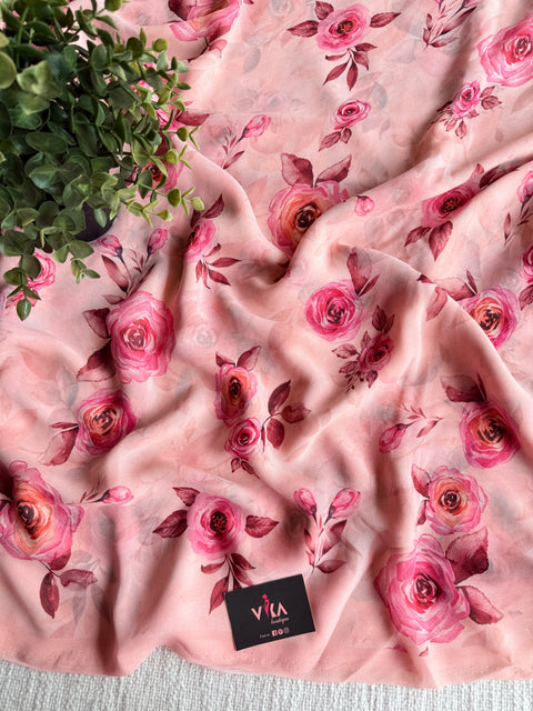 Floral printed georgette saree