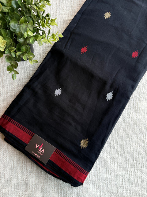Black bhutta pure Jamdhani fabric
