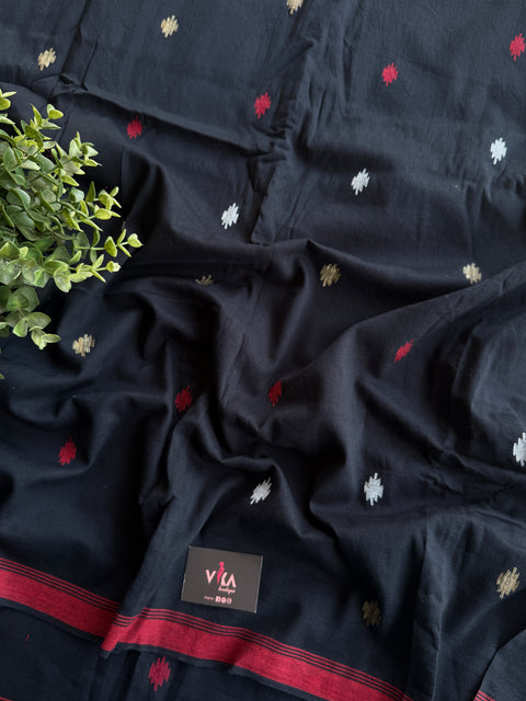 Black bhutta pure Jamdhani fabric