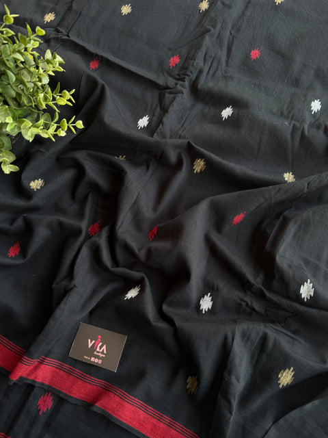 Black bhutta pure Jamdhani fabric