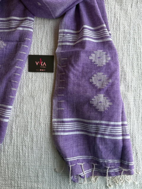 Jamdani Handloom Cotton Stole with Tassels
